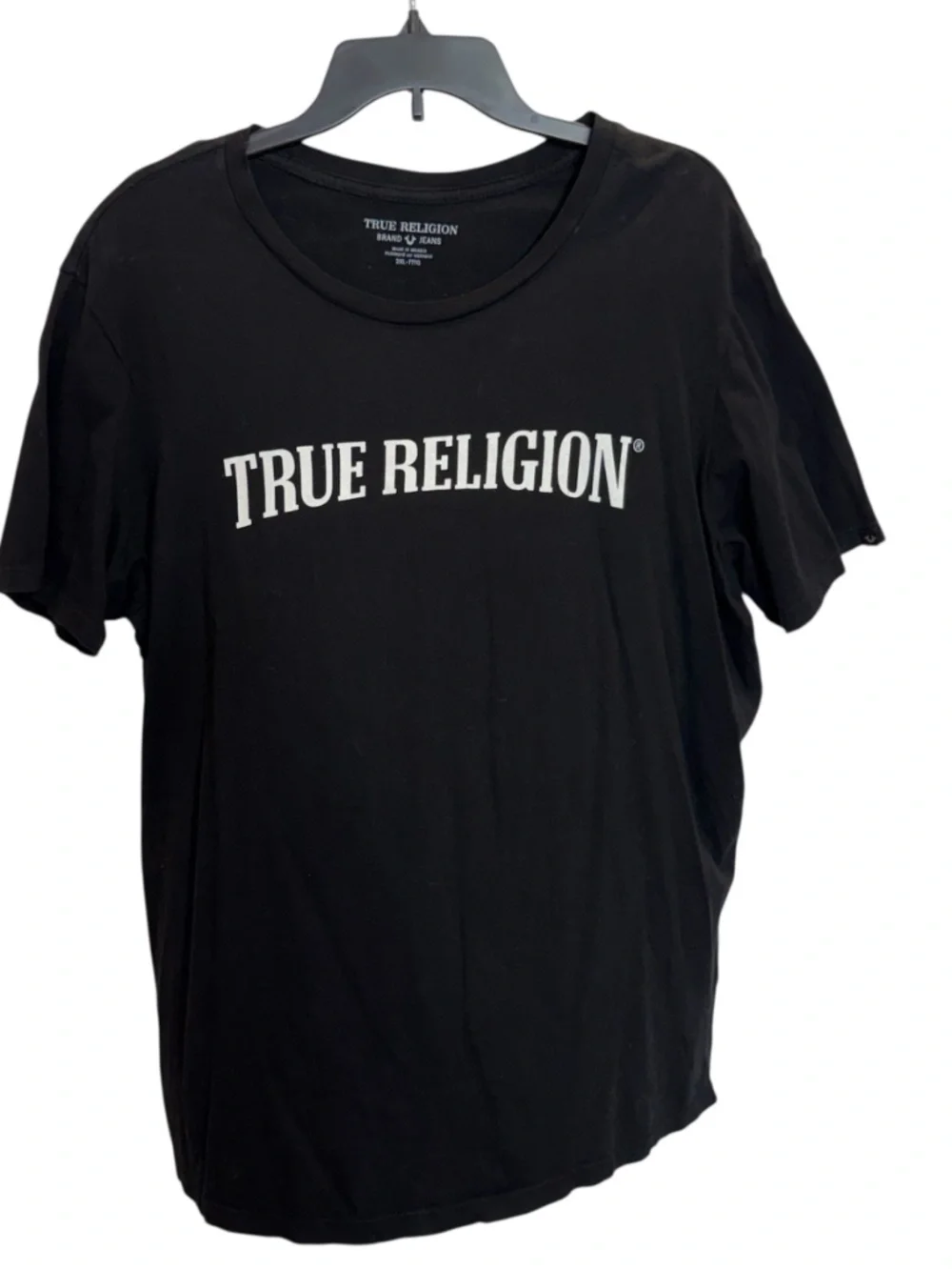 True Religion Black Tee with White Arch Logo 2XL
